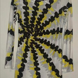 Stylish Black and Yellow Spiral Mini Dress